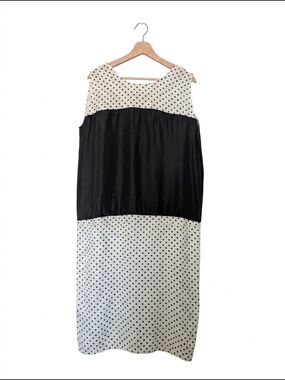 Vintage 90s C’est Fou Susan Metzger Polka Dot Colorblock Shift Dress M